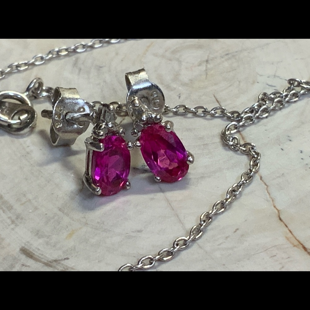 Ruby Sterling Silver Necklace And Earrings - image 4